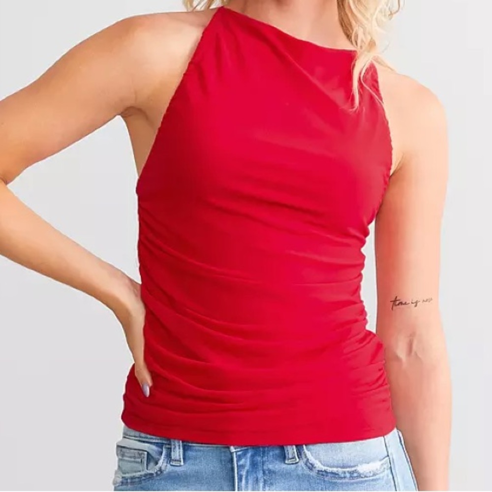 Open red  back mesh tank top